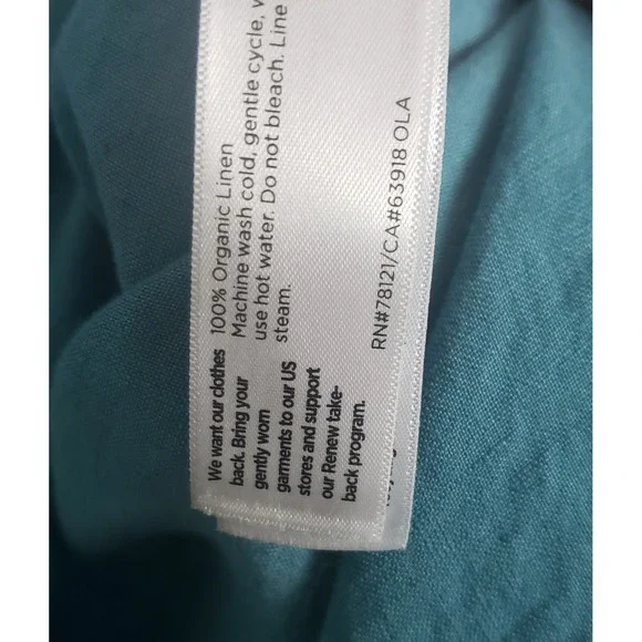 Eileen Fisher Plus 1X Blue 100% Organic Linen Button Down Shirt Sustainable - Picture 6 of 9